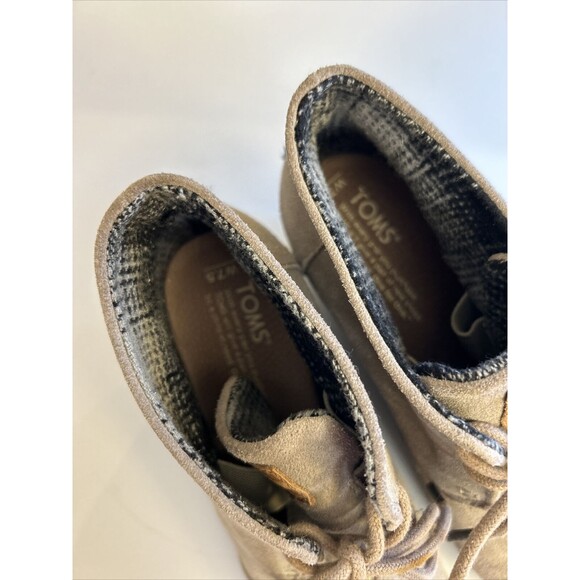 TOMS Taupe Suede Women's Desert Wedged Heel Shoes  Size 7.5 Tan - Picture 2 of 10